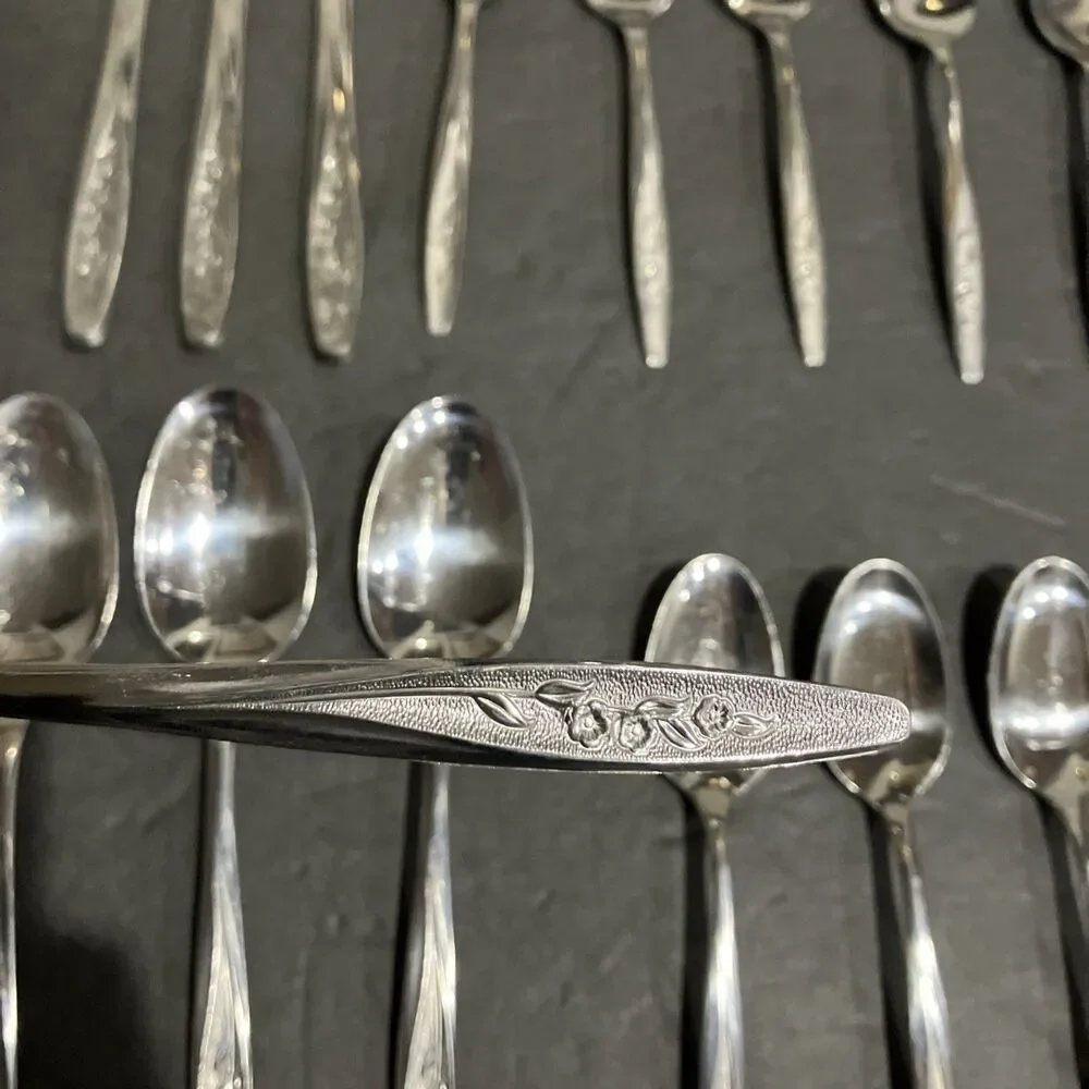 Superior RADIANT ROSE Set Of 22 Flatware USA Stainless Steel Set Vintage MCM